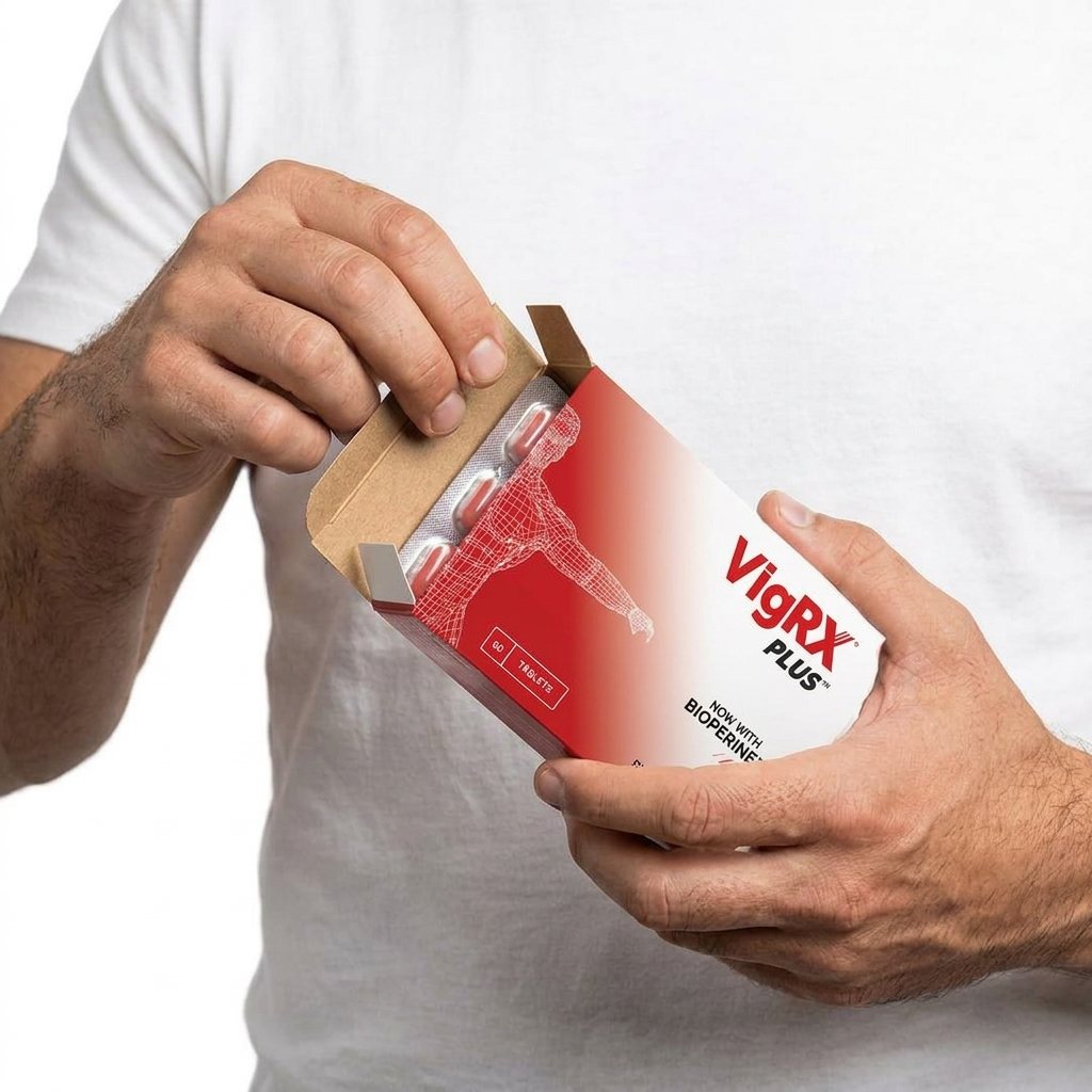 Man opening a box of VigRX Plus